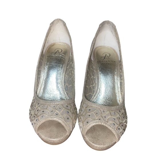 Adrianna Papell Gold Rhinestone Pump Heels Size 6M - Picture 8 of 11